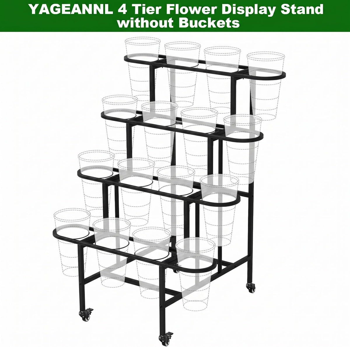 YAGEANNL 360-degree swivel casters provide smooth movement for flexible displays.