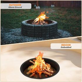 YAHKBTEN ample wood-space fire pit ring demonstrates practical campfire area.