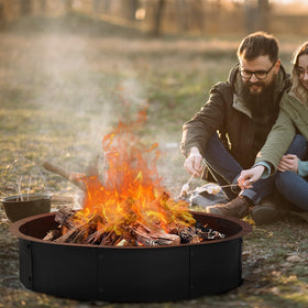 YAHKBTEN backyard party warmth created by the fire pit ring.
