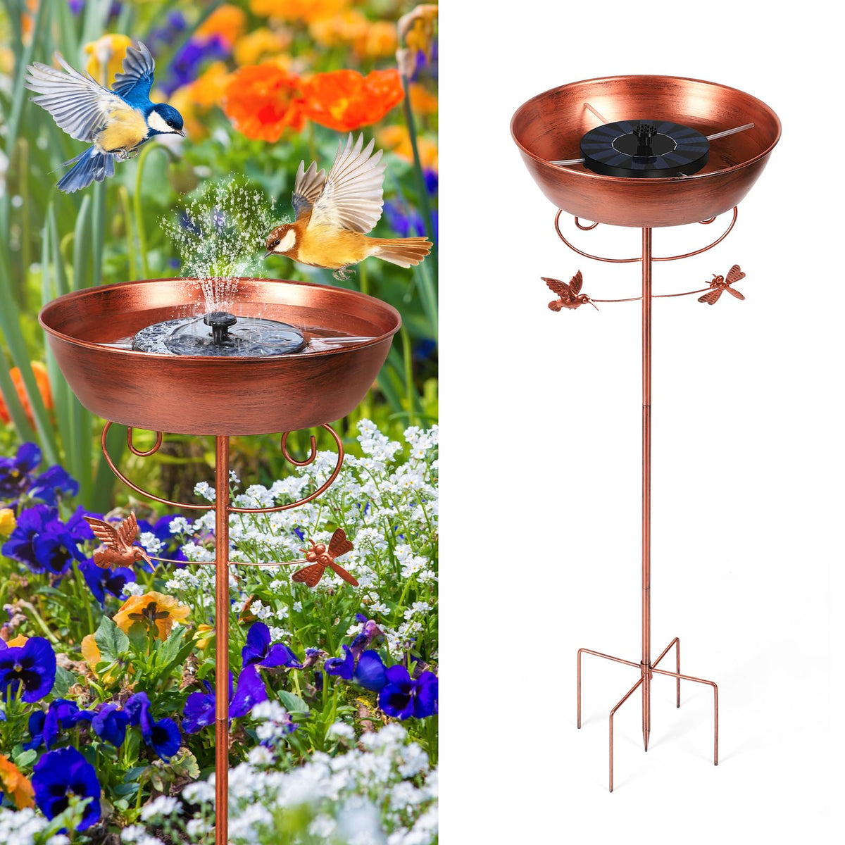 YAHKBTEN bird bath solar fountain with five heads attracts birds