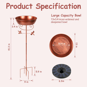 YAHKBT spacious outdoor bird bath with 40-inch depth provides ample space