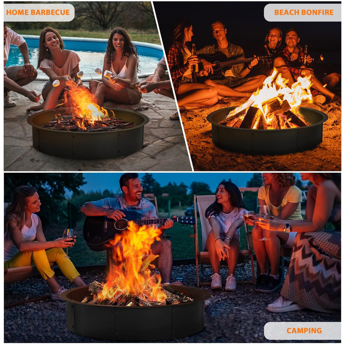 YAHKBTEN camping fire pit in use for warm, cozy outdoor evenings.
