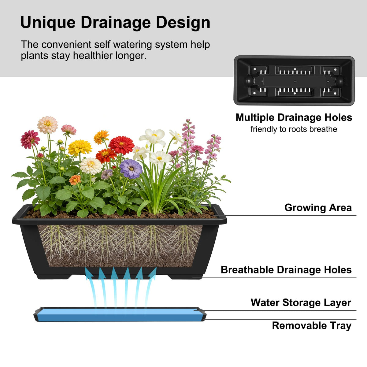 YAHKBTEN UV-resistant PP planter stays vibrant under sun.