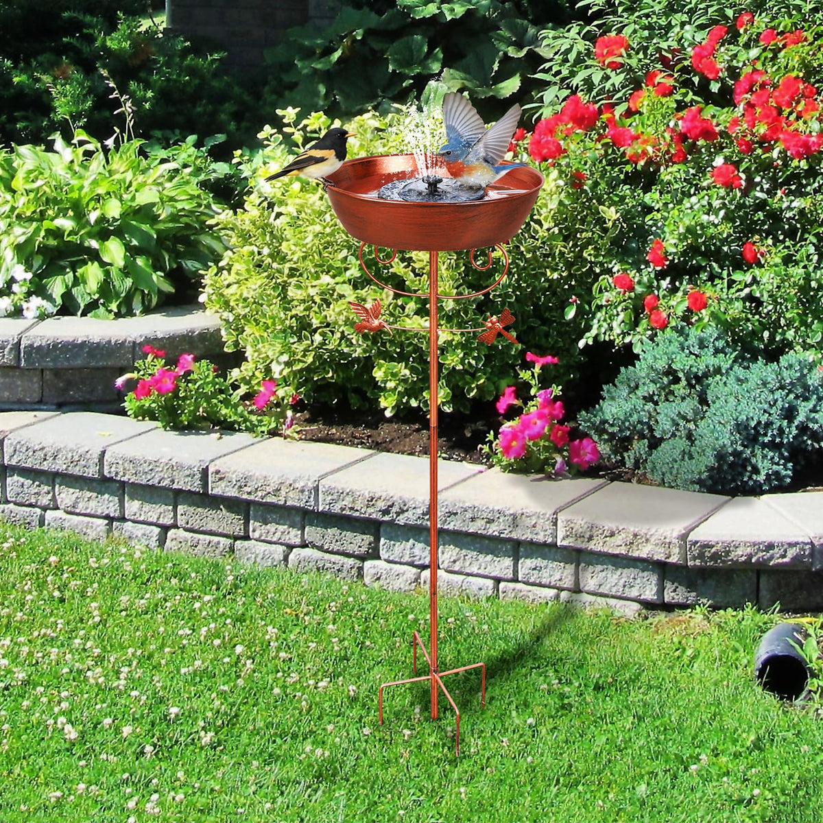 YAHKBT freestanding garden bird bath ideal for patios and lawns