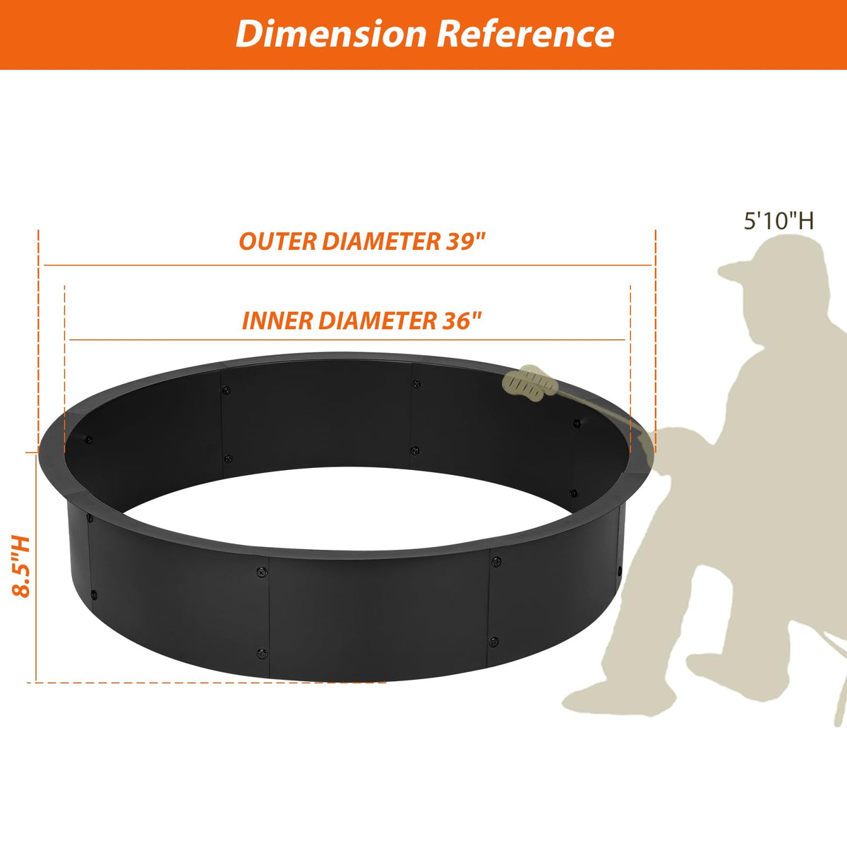 YAHKBTEN heavy-duty steel fire pit ring in outdoor setting for rugged durability.