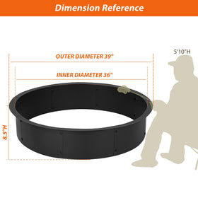 YAHKBTEN heavy-duty steel fire pit ring in outdoor setting for rugged durability.