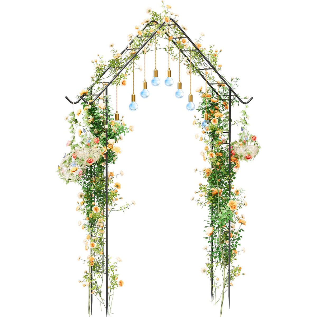 YAHKBTEN heavy-duty garden arch front view supports climbing plants