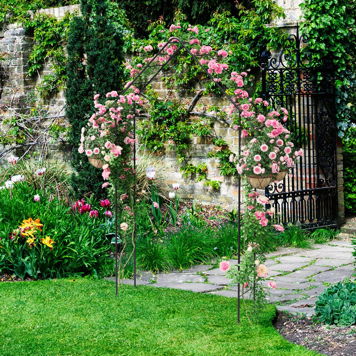 YAHKBTEN rust-proof metal arch with ground stakes for wind resistance