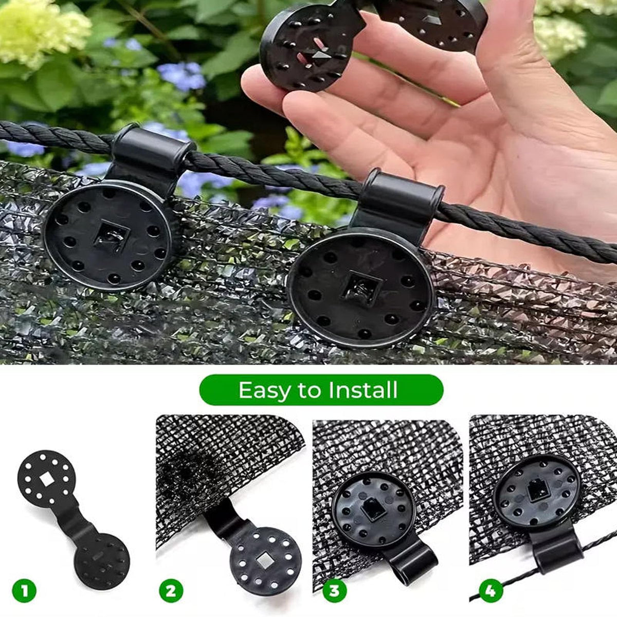 YAKYGIBT heavy-duty clips with windproof teeth keep tarps taut.