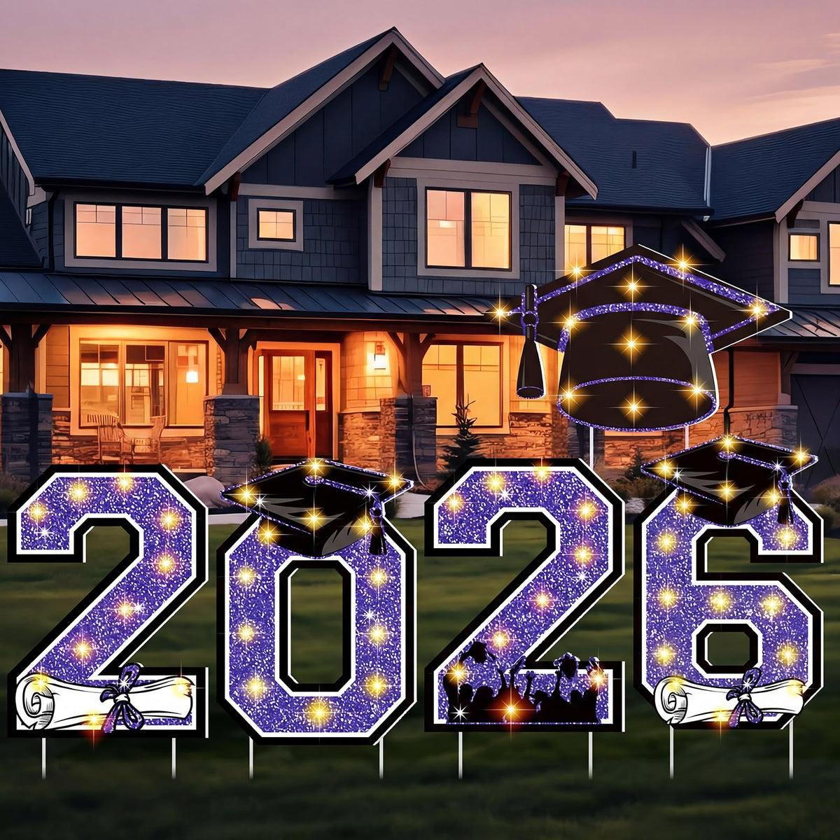 Yalikop 2026 yard sign four-letter display enhances outdoor graduation visibility.