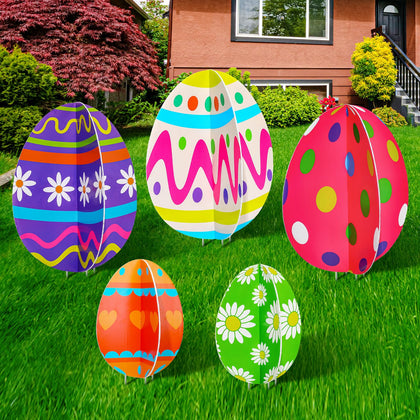 Yalikop 3D Easter eggs yard signs in large size for bold outdoor display