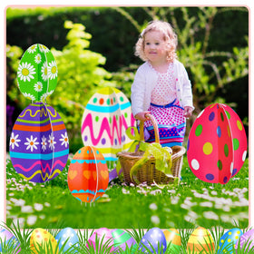 Yalikop double-sided Easter egg signs visible from multiple angles