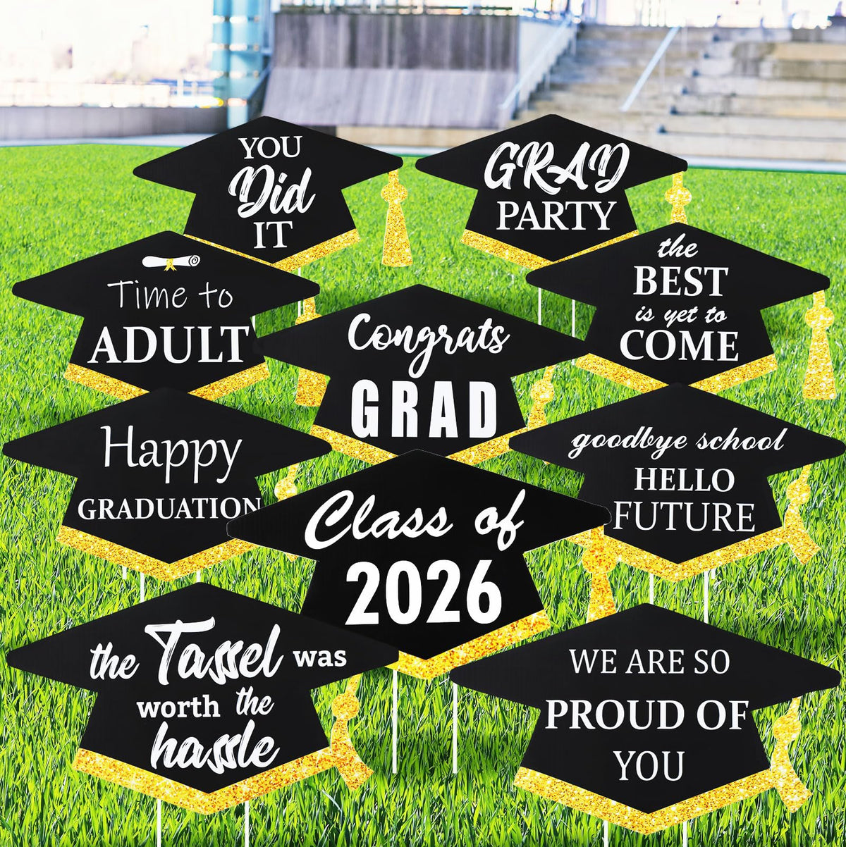 Yalikop graduation yard sign cap design set improves outdoor party visibility