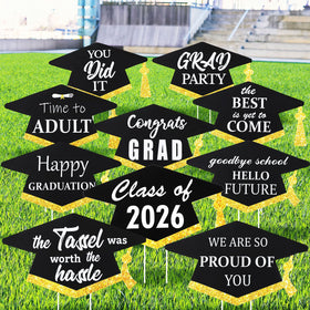 Yalikop graduation yard sign cap design set improves outdoor party visibility