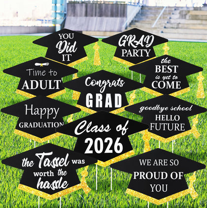 Yalikop graduation yard sign cap design set improves outdoor party visibility