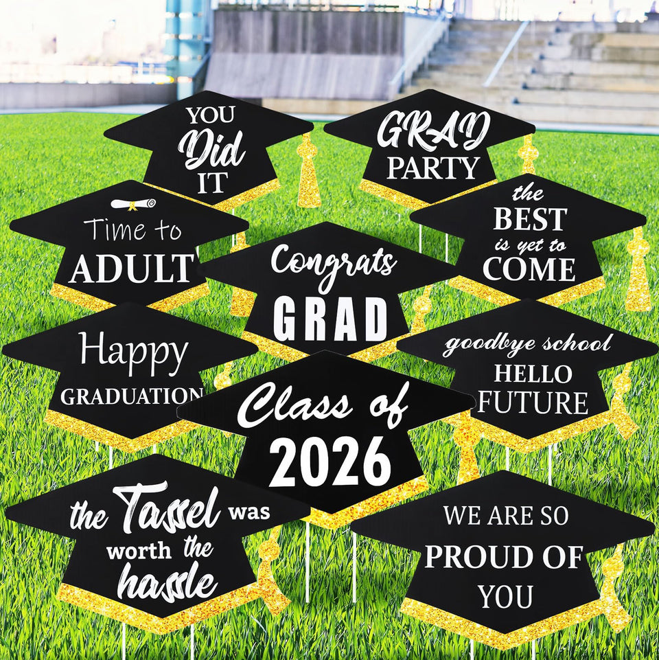 Yalikop graduation yard sign cap design set improves outdoor party visibility
