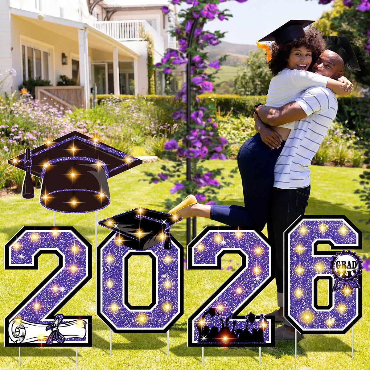 Yalikop purple-themed sign material withstands outdoors with durable waterproof plastic.