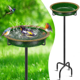 YALINKA 38in metal bird bath green bowl attracts songbirds for refreshing baths