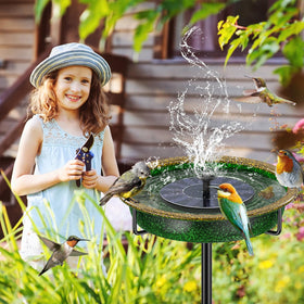 YALINKA 38in metal bird bath green spike-base keeps upright on uneven soil