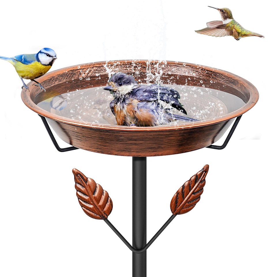 YALINKA bird bath with base stake for garden use, durable and easy to assemble.