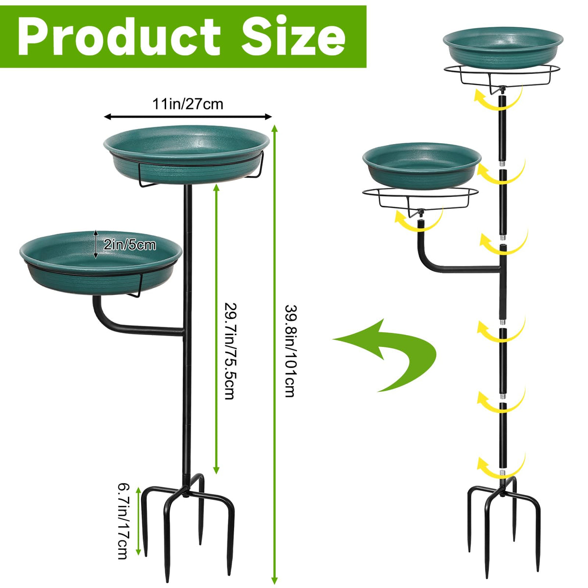 YALINKA birdbath feeder combination showing dual bath and food option