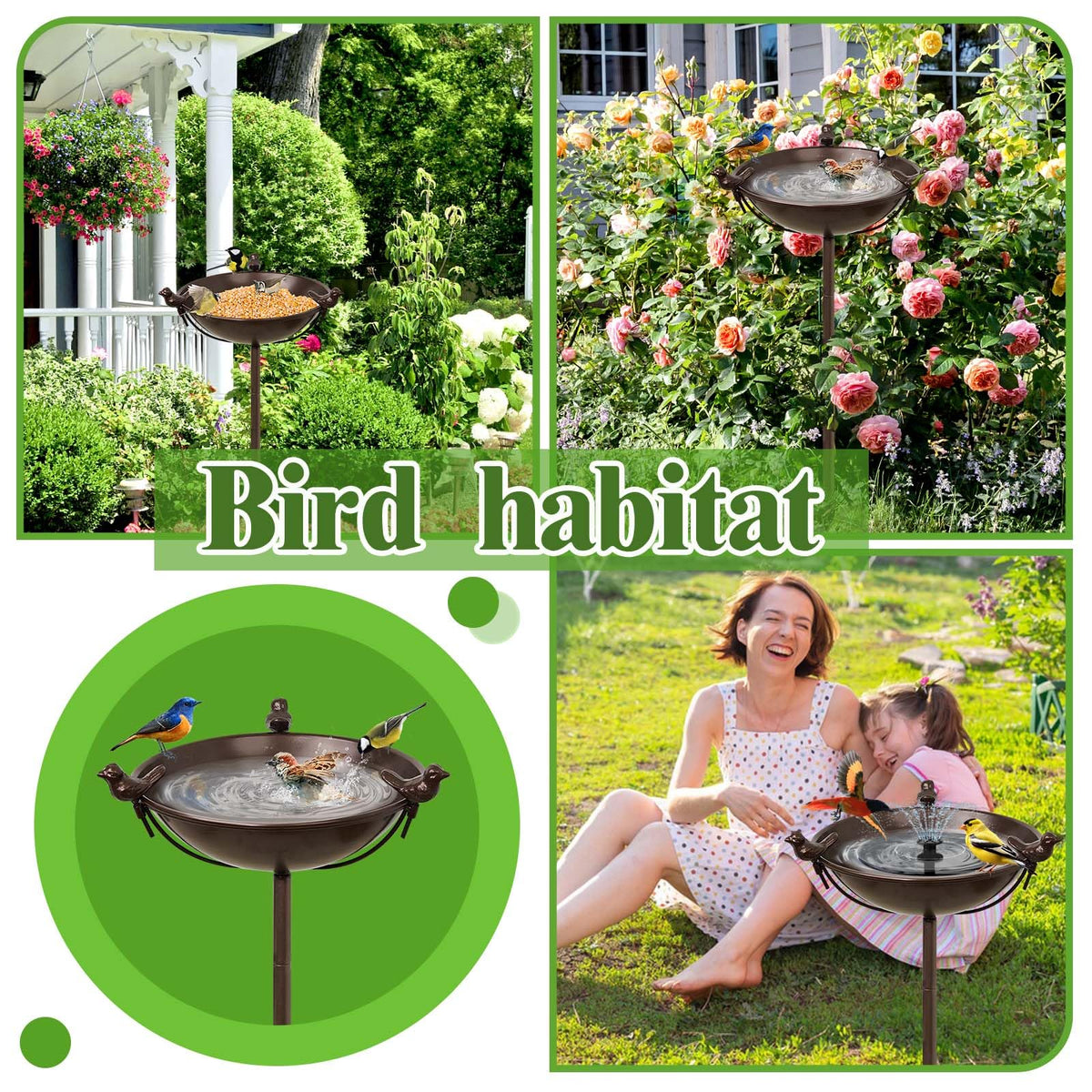 YALINKA birdbath-feeder dual purpose supports water or seed.