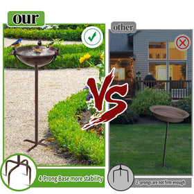 YALINKA brown garden birdbath blends with yard decor and nature.