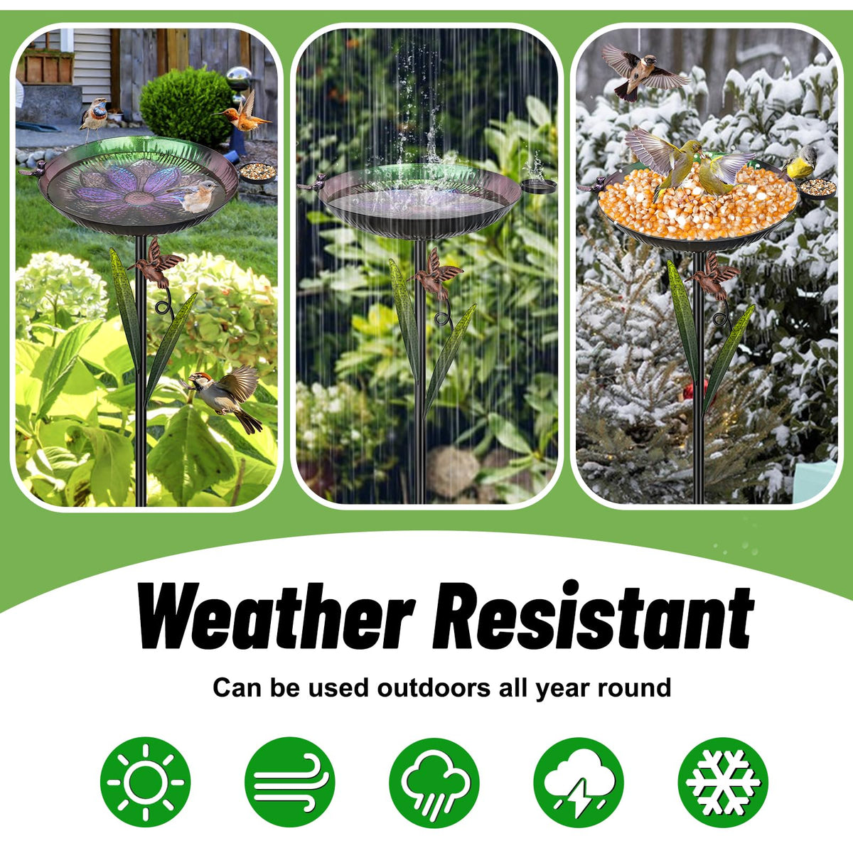 YALINKA durable iron construction withstands weather for year-round use.