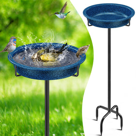 YALINKA freestanding birdbath bowl outdoors as stylish water source for birds.