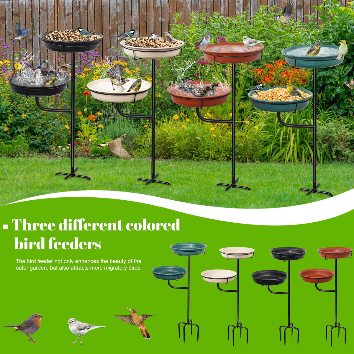 YALINKA garden decorative birdbath enhances yard charm