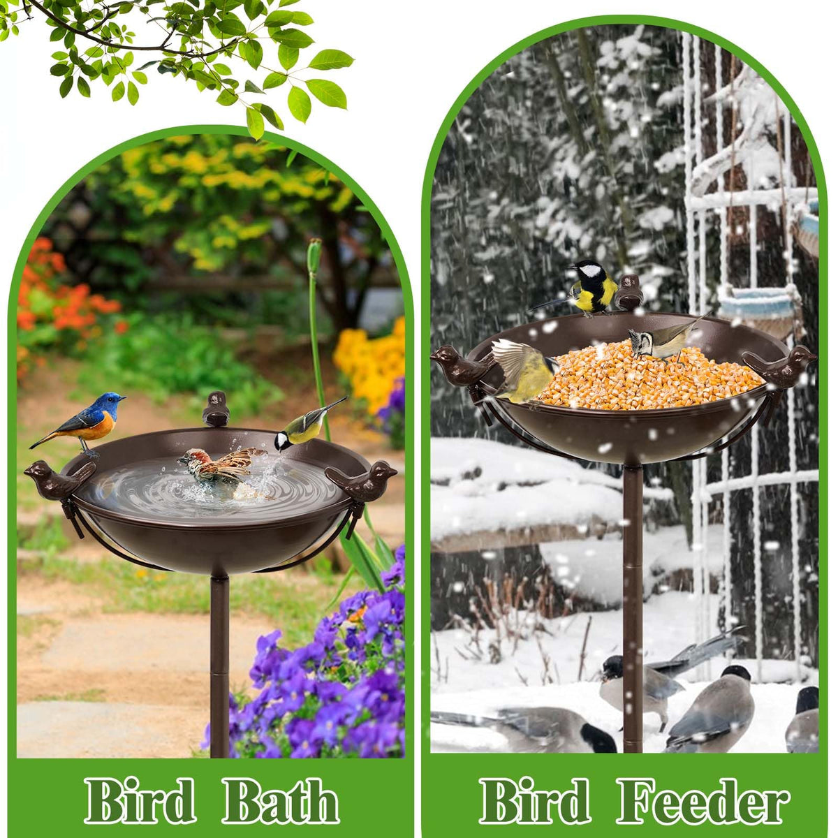 YALINKA standing birdbath shows a water-friendly design for birds.