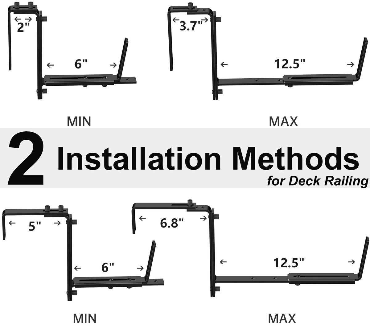 Y&M powder-coated finish on planter bracket resists rust and fading outdoors.