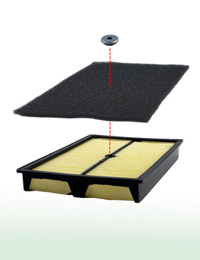 YAMAKATO air filter cleaner kit visual dual-guard protection showing foam pre-filter plus paper element