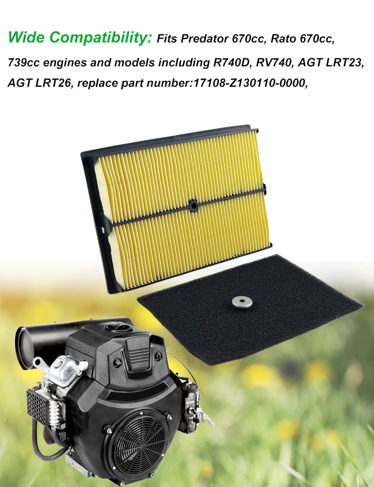 YAMAKATO air filter cleaner kit visual paper filter element highlighted for fine particle capture