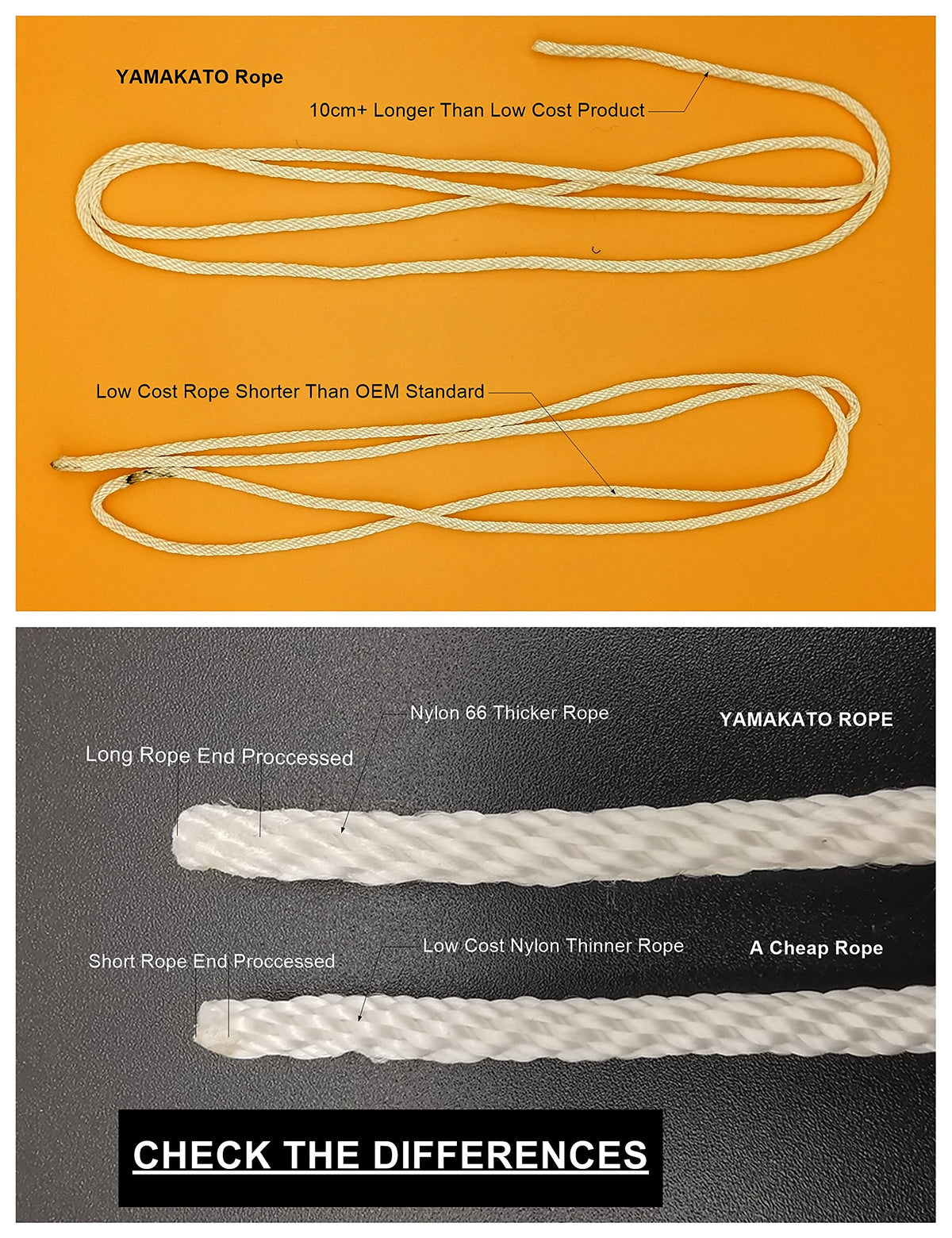 YAMAKATO Honda GX160 pull cord with handle in packaging for quick swap.