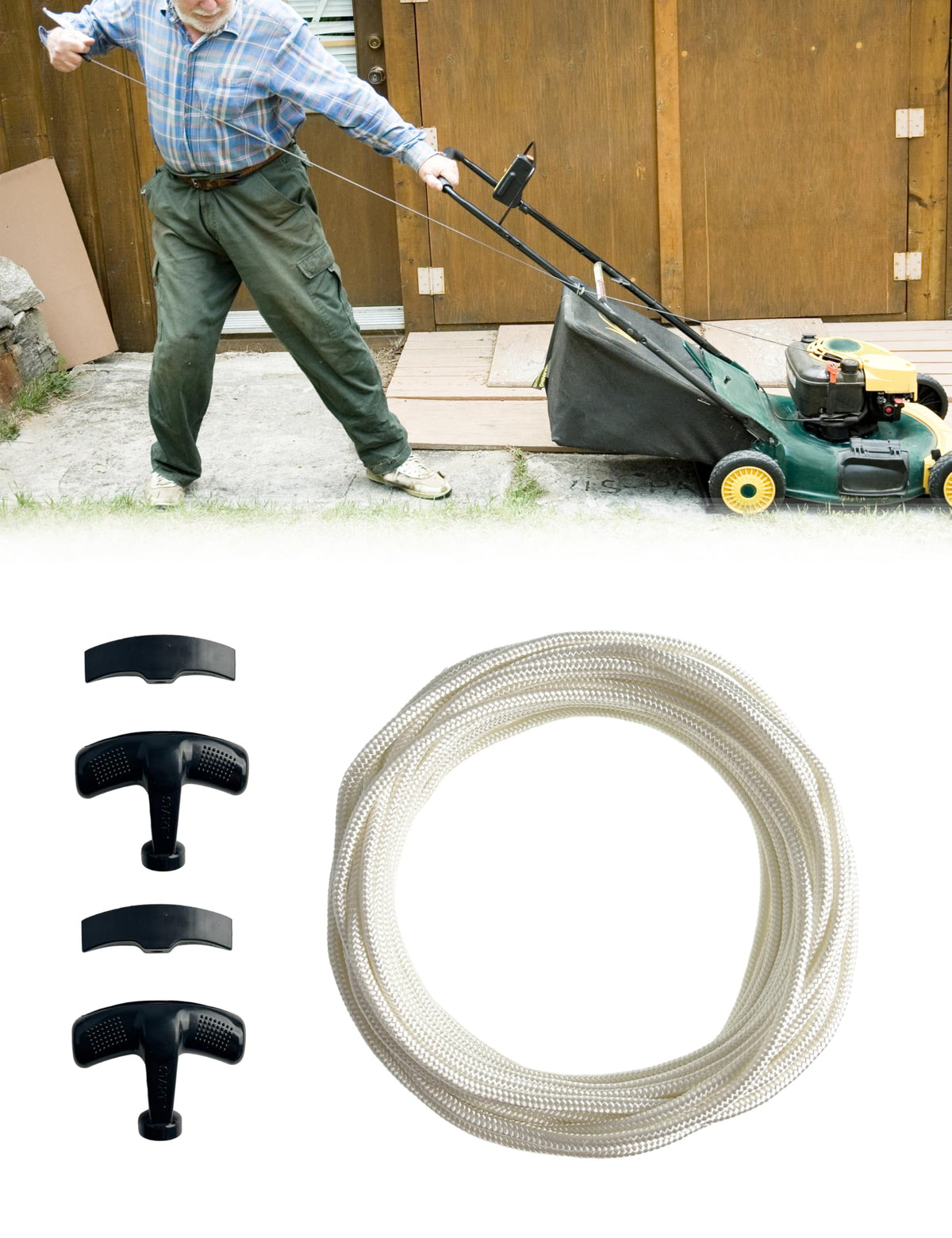 YAMAKATO replacement rope with handles suitable for lawn gear and power tools
