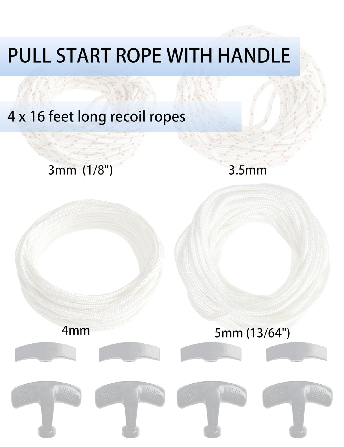 YAMAKATO 3-5mm pull cord 16ft for mid-size equipment and generators.