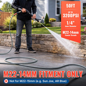YAMATIC 3200psi kink-resistant hose for quick, tangle-free washing.