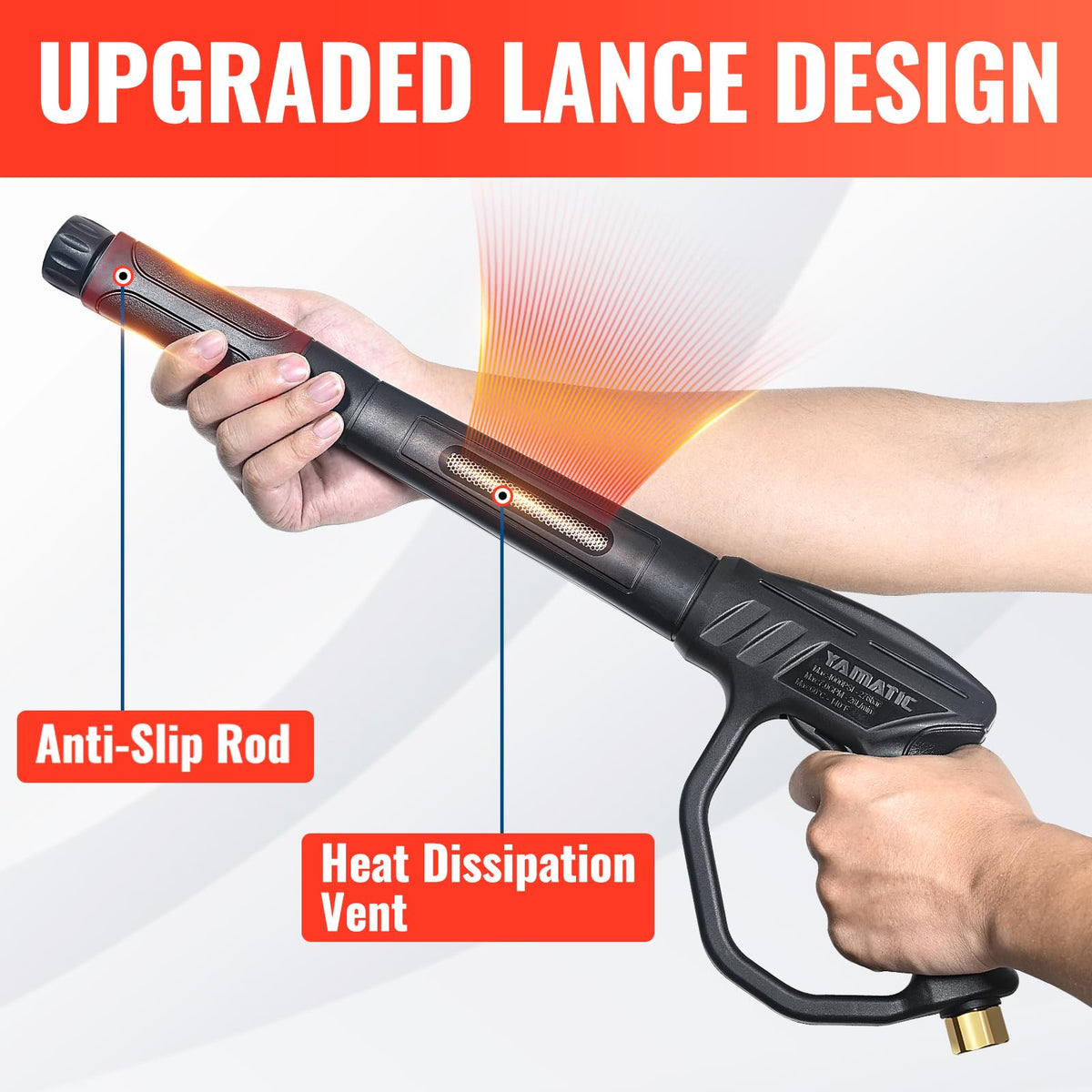 YAMATIC 360-degree swivel inlet prevents hose twists during cleaning tasks.