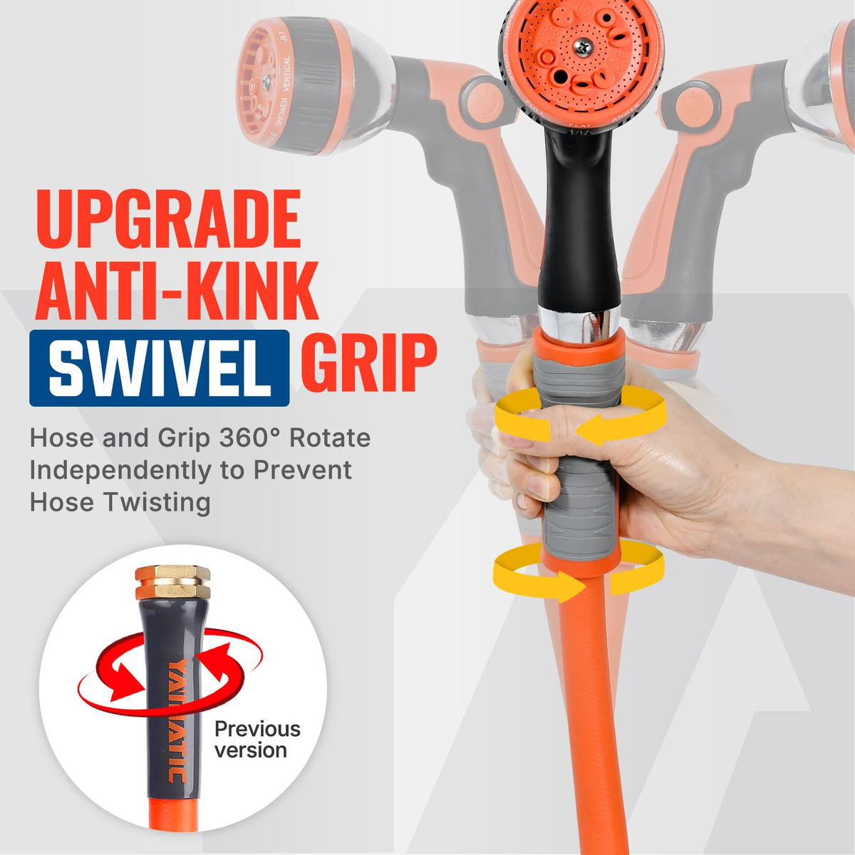 YAMATIC anti kink technology keeps hose flat and tangle-free