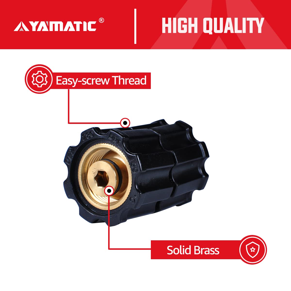 YAMATIC adapter material details brass and ABS for durable performance