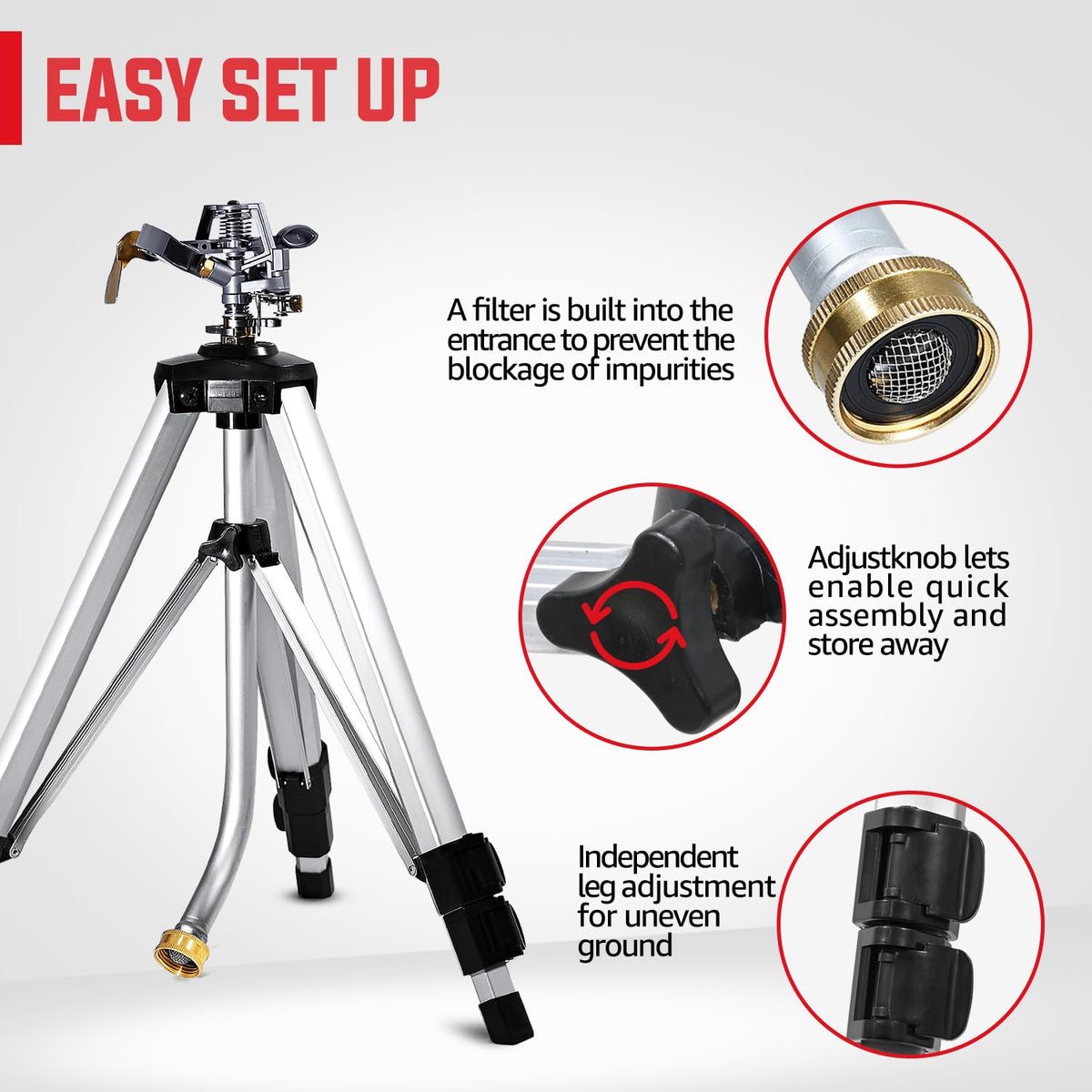 YAMATIC brass swivel connector keeps hose flat and leak-free