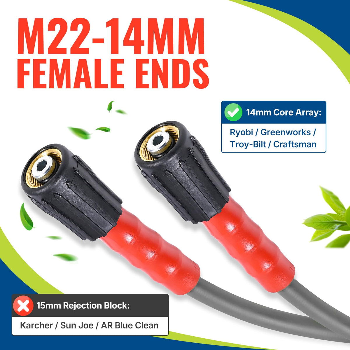 YAMATIC cold-water hose rated up to 140°F for residential use.