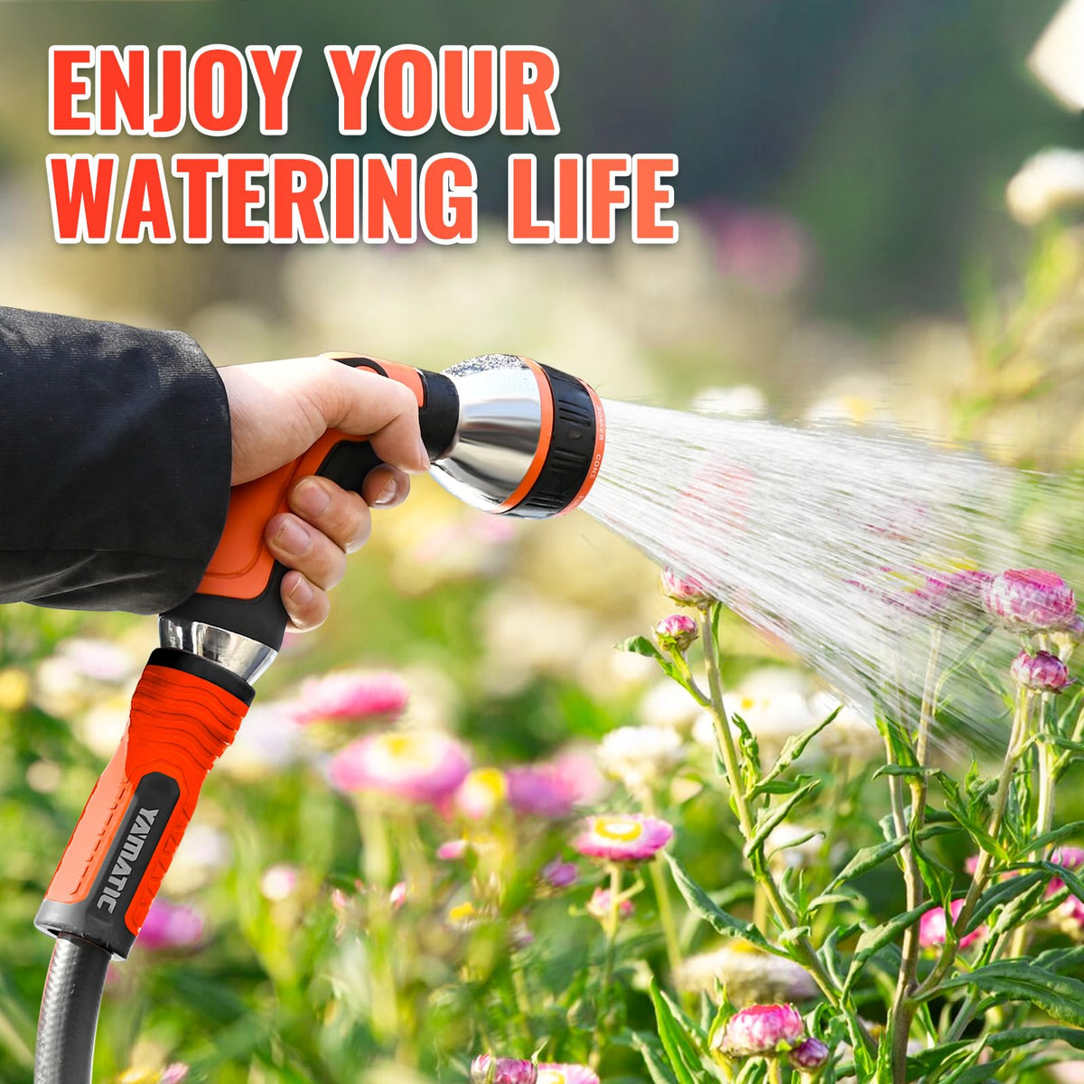 YAMATIC hose neatly coiled for compact storage and portability