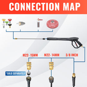 YAMATIC five-nozzle tip set covers multiple cleaning tasks.