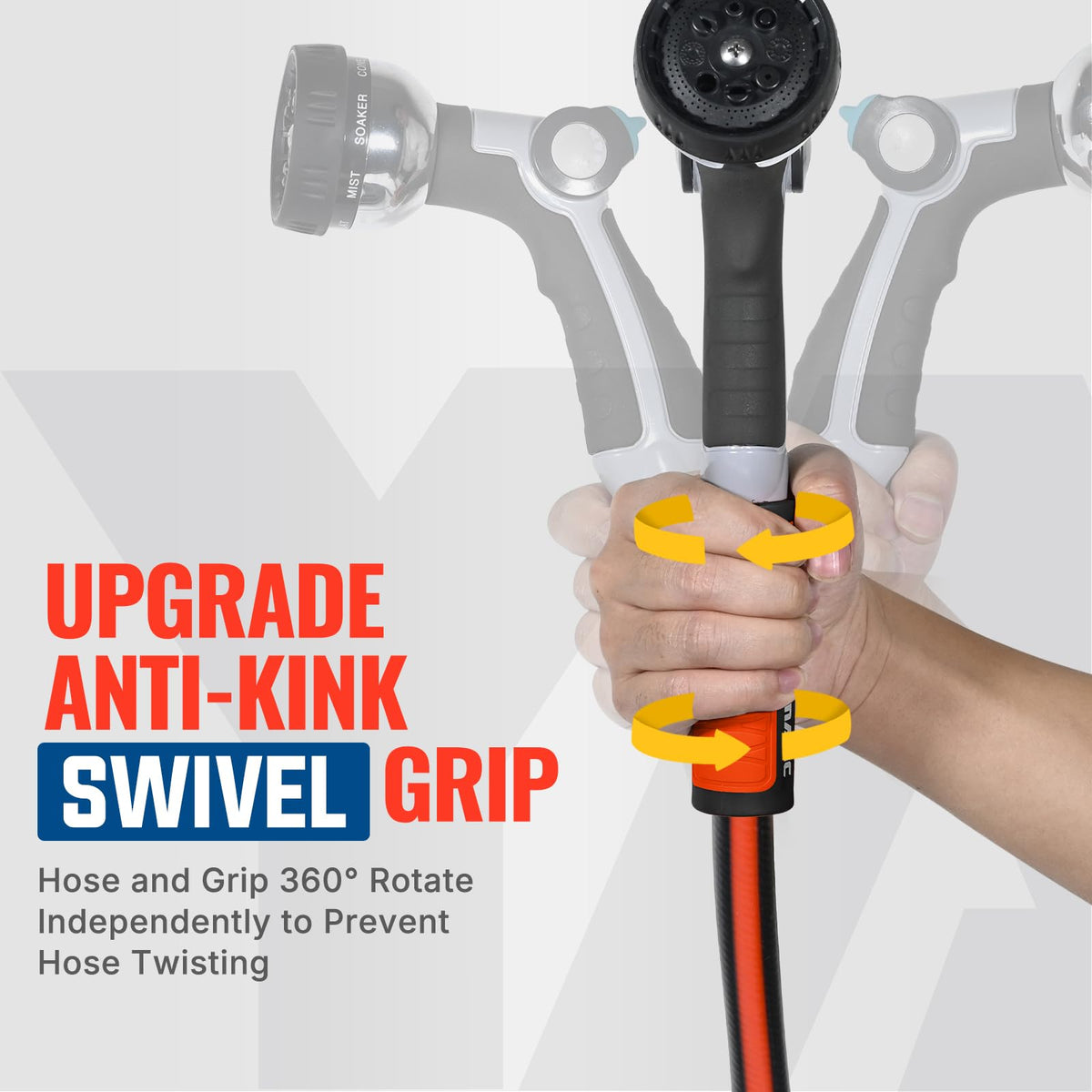 YAMATIC garden hose with swivel handle for 360 degree maneuverability