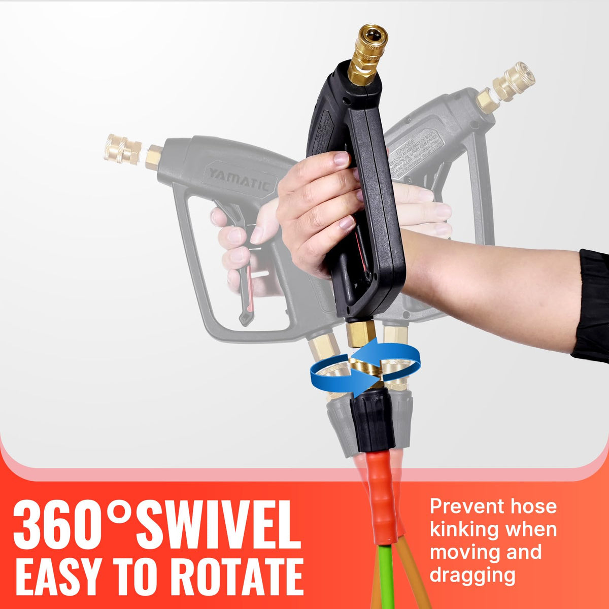 YAMATIC 25 ft flexible hose enabling reach into tight spaces with ease.