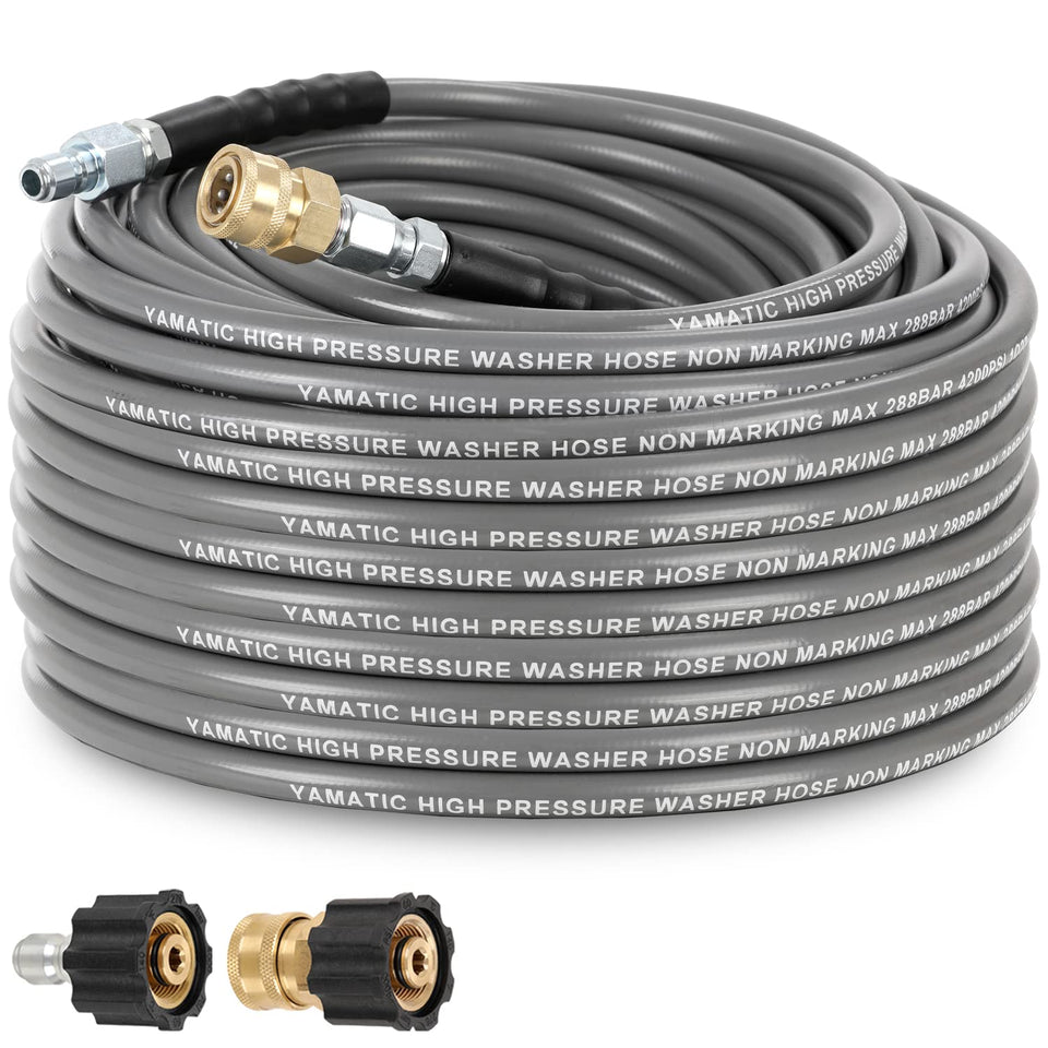 YAMATIC non-marking hose outer cover protecting surfaces during use.