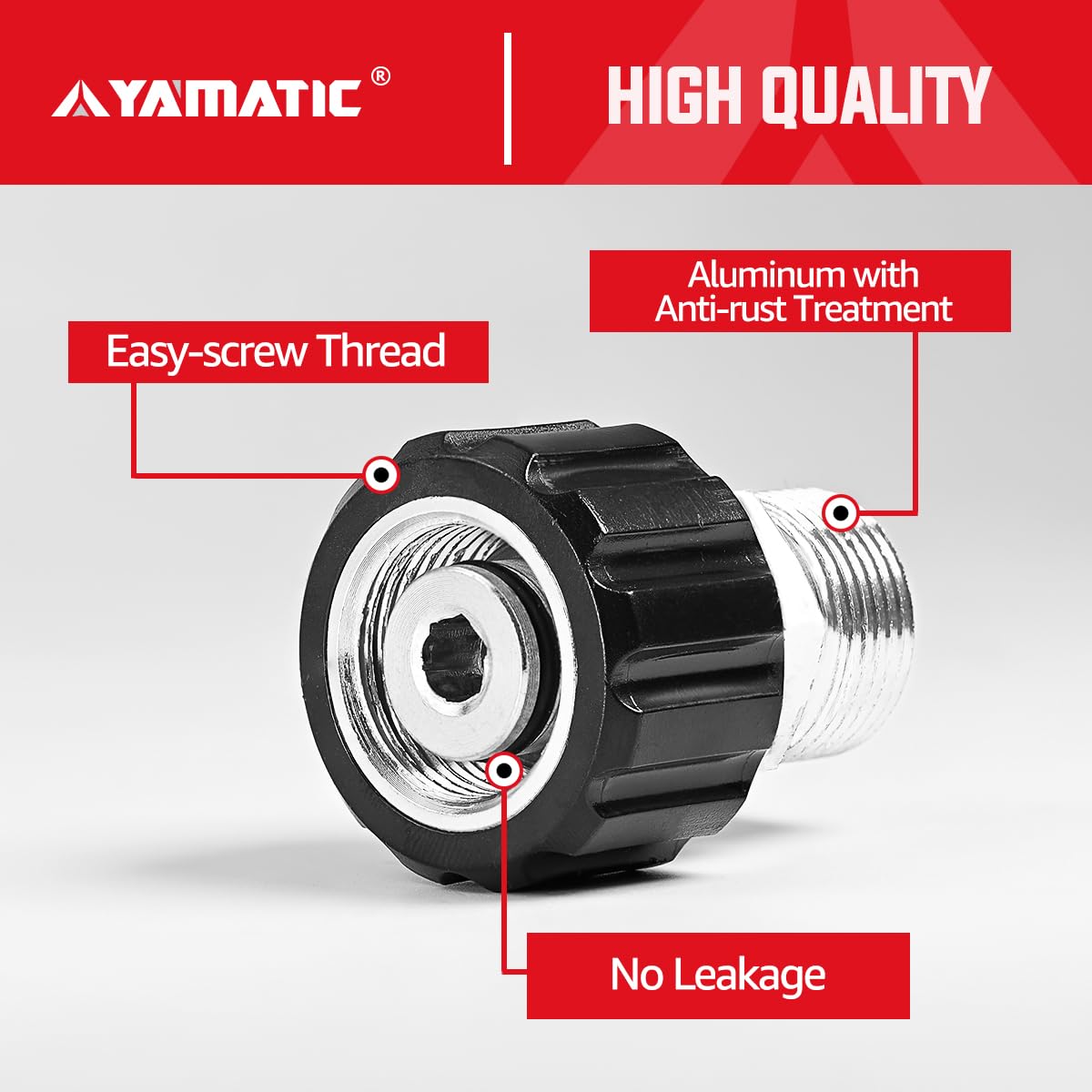 YAMATIC non-slip grip enables quick, secure connections during setup