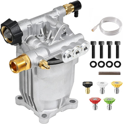 YAMATIC pressure washer pump horizontal 3-4 shaft front view showing sturdy design for home cleaning